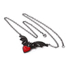 Sombre Desir Black Bat Necklace with Red Heart by Alchemy Gothic