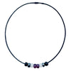 Asexual Pride/Ace Ally Necklace with Czech Glass Beads on Black Rubber Cord, 18 inches