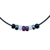 Asexual Pride/Ace Ally Necklace with Czech Glass Beads on Black Rubber Cord, 18 inches
