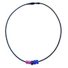 Bisexual Pride/Bi Ally Necklace with Czech Glass Beads on Black Rubber Cord, 18 inches