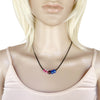 Bisexual Pride/Bi Ally Necklace with Czech Glass Beads on Black Rubber Cord, 18 inches