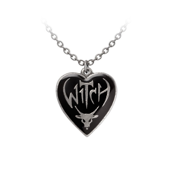 Witch Reversible Heart Pendant Necklace by Alchemy Gothic