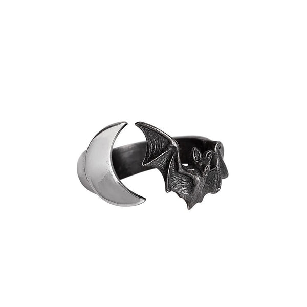 Lunatious Bat and Moon Ring by Alchemy Gothic