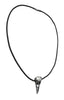 Large Silver Raven Skull on Thick Black Leather Necklace Cord - 22 inches