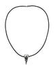 Large Silver Raven Skull on Thick Black Leather Necklace Cord - 22 inches