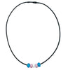 Transgender Pride/Trans Ally Necklace with Czech Glass Beads on Black Rubber Cord, 18 inches