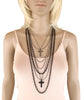 Deluxe Gothic 80's Madonna Retro Multilayer Gunmetal Crosses Long Multi Strand Black Chain Necklace