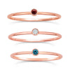14/20 Rose Gold-Filled Petite Stackable Rings Fashion Red White & Blue CZ Gemstones, Set of 3