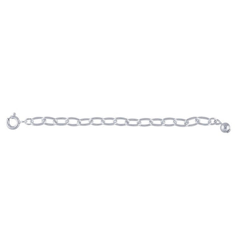 Sterling Silver 3.7mm Cable Chain Necklace Extender with Bead Accent and Clasp