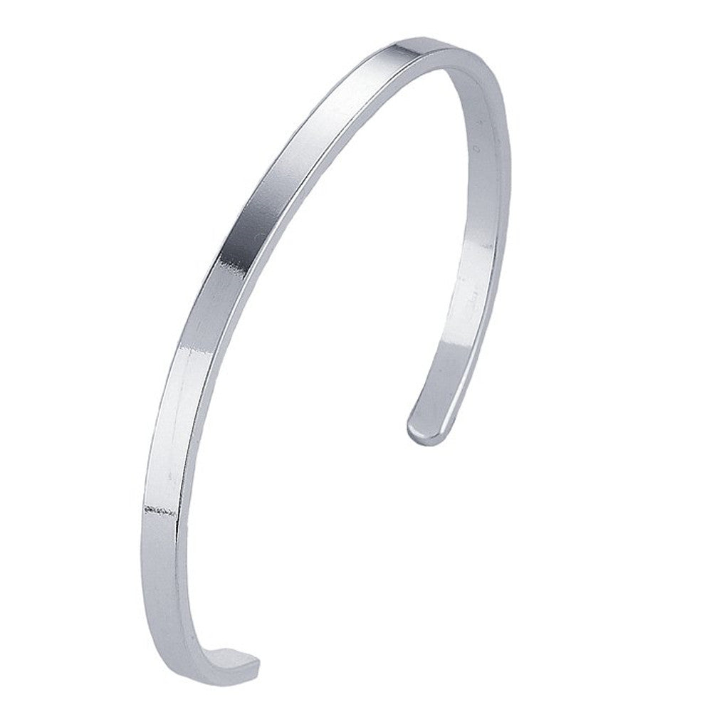 Sterling Silver 4mm Classic Flat Unisex Cuff Bracelet