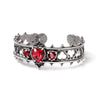 Elizabethan Red Crystal Heart Cuff Bracelet by Alchemy Gothic