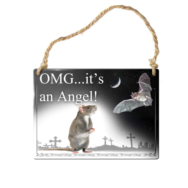OMG It's an Angel! Mini Sign Mouse and Bat Decoration by Alchemy Gothic