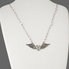 Heart with Wings Pendant on Extra Long Crystal Necklace Chain