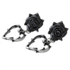 Wounded Love Earrings with Thorny Hearts and Gothic Black Roses