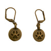 DragonWeave Paw Circle Charm Necklace and Earring Set, Antique Brass Black Leather Choker and Leverback Earrings