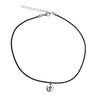 DragonWeave Cross Circle Charm Necklace and Earring Set, Silver Plated Black Leather Choker and Leverback Earrings