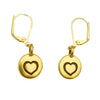 DragonWeave Heart Circle Charm Necklace and Earring Set, Gold Plated Black Leather Choker and Leverback Earrings