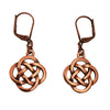 DragonWeave Celtic Open Knot Charm Necklace and Earring Set, Antique Copper Brown Leather Choker and Leverback Earrings