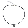 DragonWeave Recovery Triangle Circle Charm Necklace and Earring Set, Silver Plated Black Leather Choker and Leverback Earrings