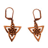 DragonWeave Celtic Trine Charm Necklace and Earring Set, Antique Copper Brown Leather Choker and Leverback Earrings
