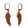 DragonWeave Wing Charm Necklace and Earring Set, Antique Copper Brown Leather Choker and Leverback Earrings