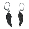 DragonWeave Raven Wing Charm Necklace and Earring Set, Gunmetal Black Leather Choker and Leverback Earrings