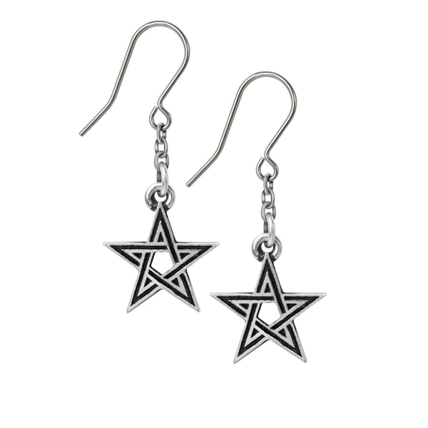 Black Star Earrings Pentagram Alchemy Gothic