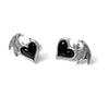 Blacksoul Ear Studs Demon Black Heart Earrings by Alchemy Gothic