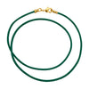 Gold Plated 1.8mm Fine Emerald Green Leather Cord Necklace