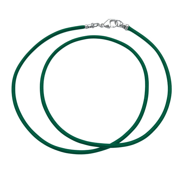Sterling Silver 1.8mm Fine Emerald Green Leather Cord Necklace