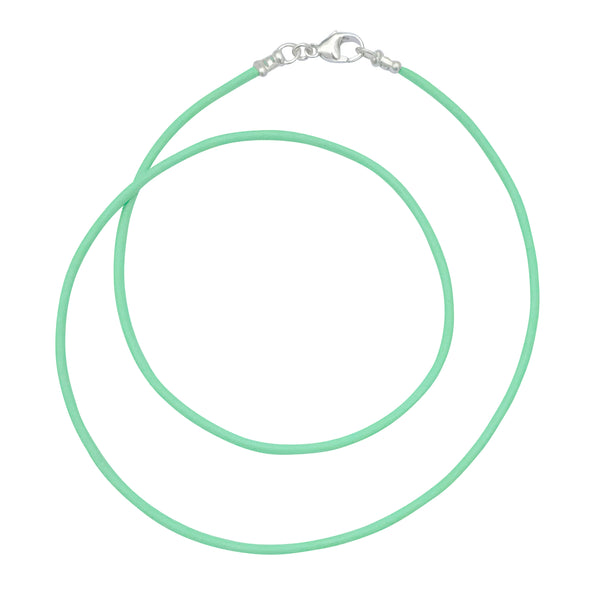 Sterling Silver 1.8mm Fine Mint Green Leather Cord Necklace