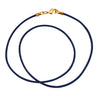 Gold Plated 1.8mm Fine Navy Blue Leather Cord Necklace