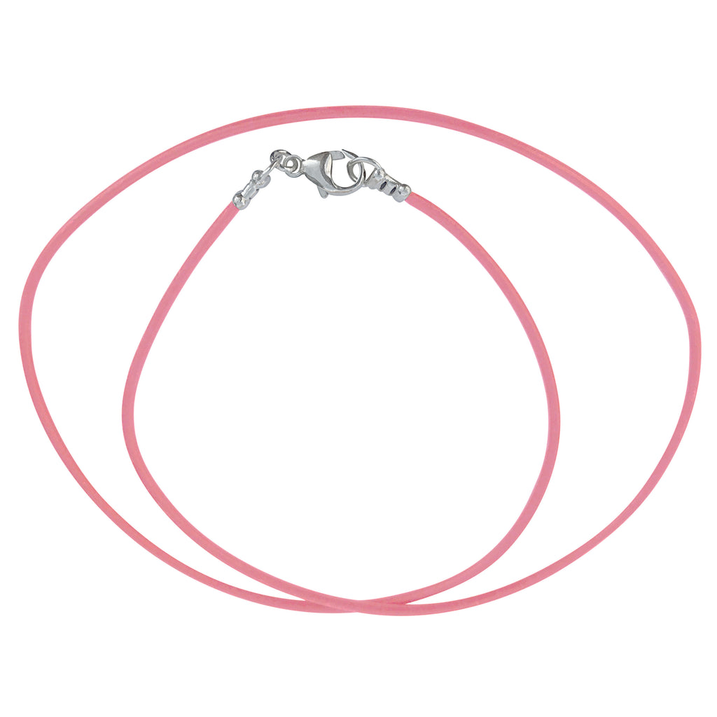 Sterling Silver 1.8mm Fine Pink Leather Cord Necklace