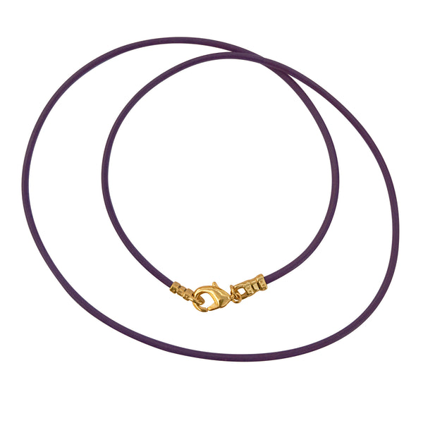 Gold Plated 1.8mm Fine Purple Leather Cord Necklace