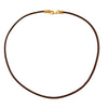 Gold Plated 3mm Thick Brown Leather Cord Necklace