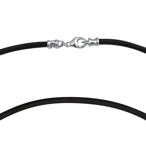 Sterling Silver 3mm Thick Black Leather Cord Necklace