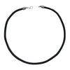 Extra Thick 5mm Wide Black Leather Cord Silver Mens Necklace
