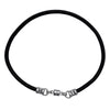 Thick 3mm Wide Mens Black Leather Bracelet with Sterling Silver Magnetic Clasp