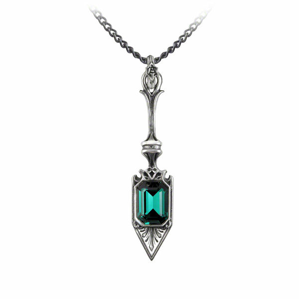 Sucre Vert Absinthe Spoon Emerald Crystal Pendant Necklace by Alchemy Gothic