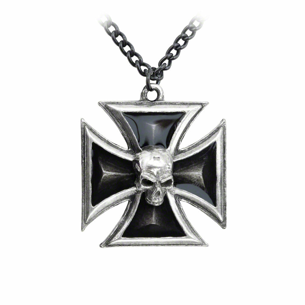 Black Knights Skull Cross Pendant by Alchemy Gothic