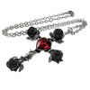 Black Rose Red Crystal Heart Rosifix Cross Necklace by Alchemy Gothic