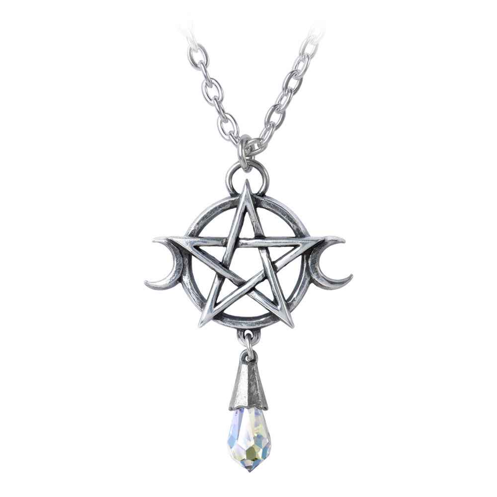 Goddess Pendant Wiccan Pentagram Crystal Alchemy Gothic Necklace