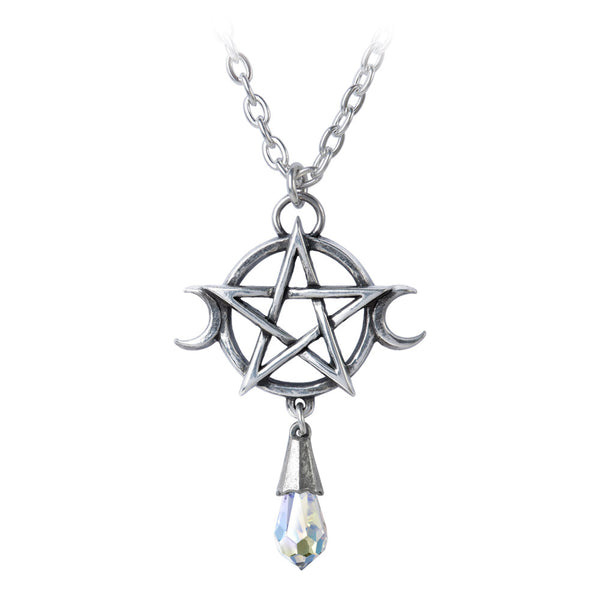 Goddess Pendant Wiccan Pentagram Crystal Alchemy Gothic Necklace