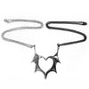 Darkling Heart Necklaces Alchemy Gothic Couples Matching Dragon Wing Pendants