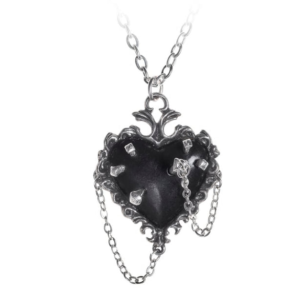 Witches Black Heart Pendant Necklace by Alchemy Gothic