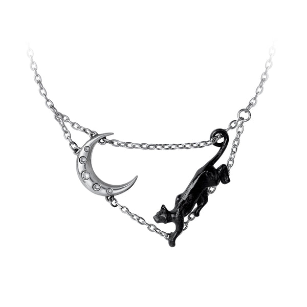 Minnaloushe Necklace Black Cat Moon by Alchemy Gothic