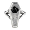 RIP Black Rose Coffin Ring by Alchemy Gothic