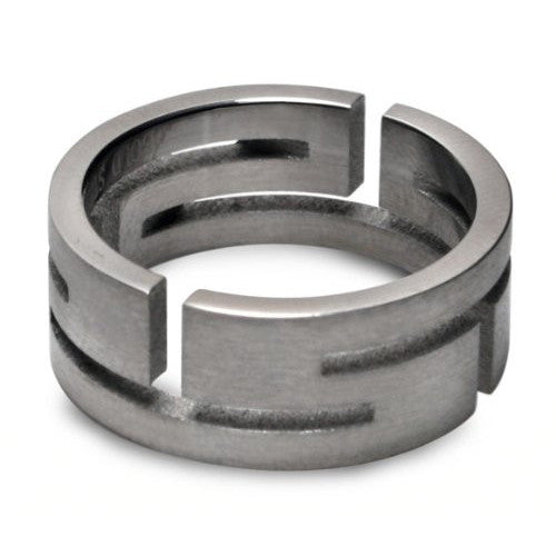 Steel Aztec Cutout Mens Fashion Ring