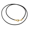 Gold Plated 1.8mm Fine Black Leather Cord Necklace