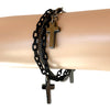 Multilayer Gothic 80s Retro Black & Gunmetal Chain Cross Charm Bracelet